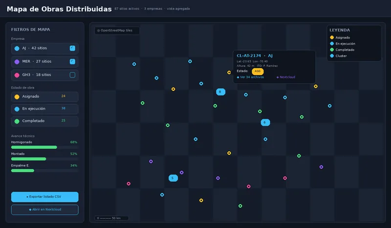 Un portal web donde toda la documentación de tus obras vive junto al mapa — sin…